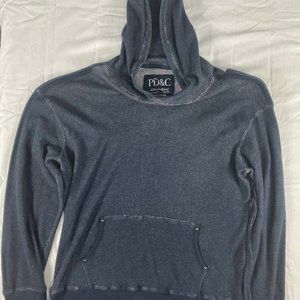 PD&C Mens Large Long Sleeve Blue Cotton Hooded